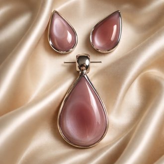 MIO 599 set de arte dijo de gota, Pink Abulon, Silver .925