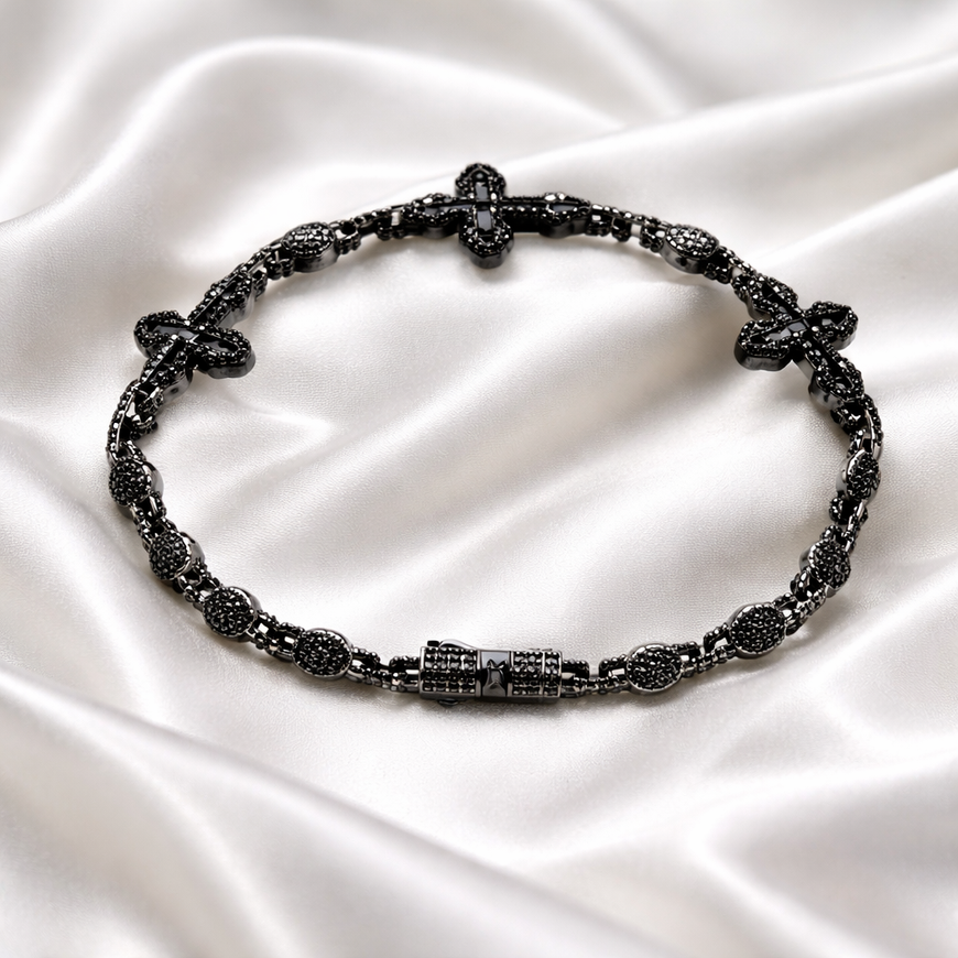 Pulsera Cruz Mónaco 21cm, Plata .925