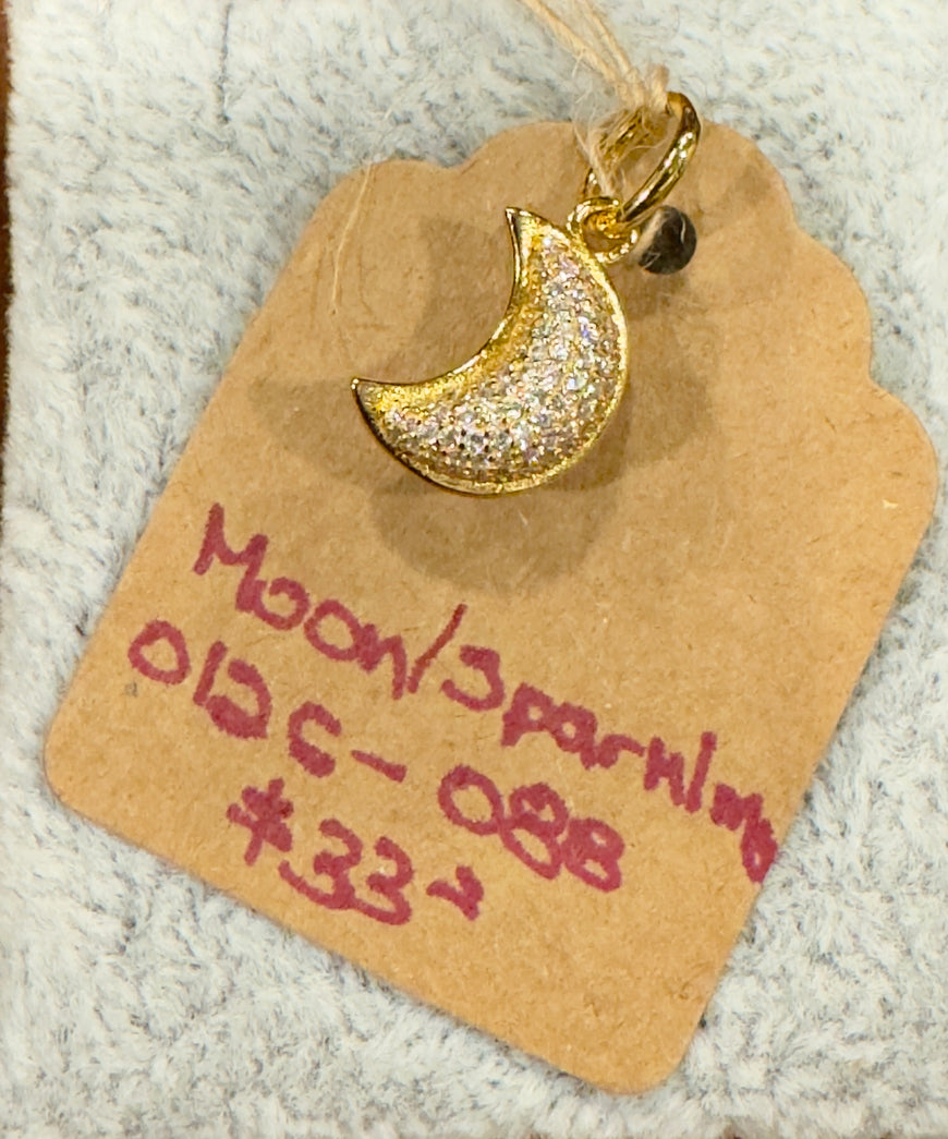 Charm Moon Sparkling double sided silver .925