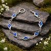 Pulsera de piedra natural opal azul, Plata.925
