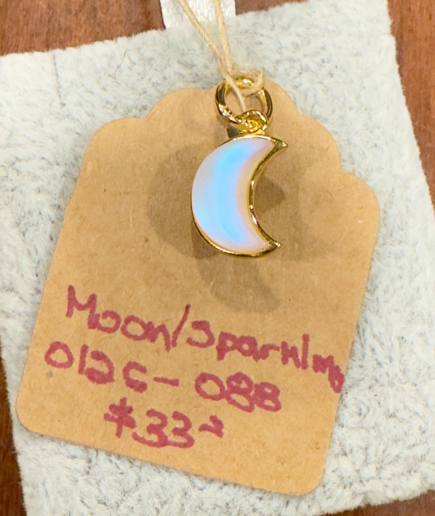 Charm Moon Sparkling double sided silver .925