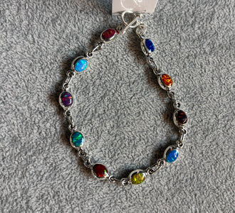 Pulsera de piedra natural multi color, silver.925