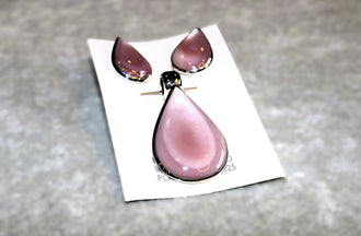 MIO 599 set de arte dijo de gota, Pink Abulon, Silver .925