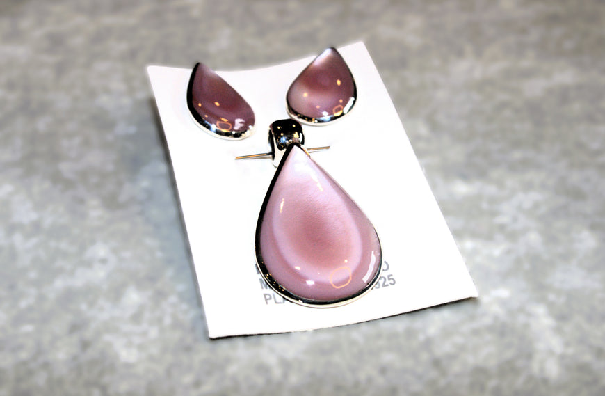 MIO 599 set de arte dijo de gota, Pink Abulon, Silver .925