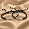 PULSERA PARA PAREJA DE HILO AJUSTABLE, ELIGEN COLOR ROJO O NEGRO, PLATA .925