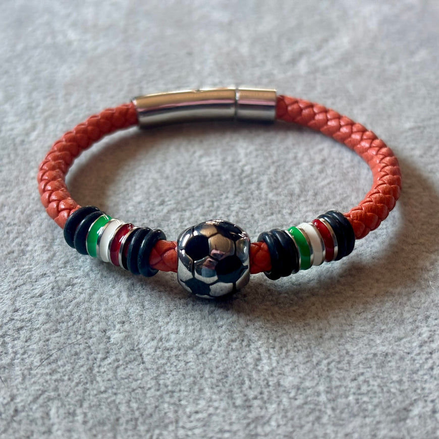Pulsera mundial de piel and stainless steel color Navy Blue(3), Red (9) Dark Brown/Black (20) Orange (1)