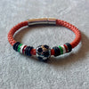 Pulsera mundial de piel and stainless steel color Navy Blue(3), Red (9) Dark Brown/Black (20) Orange (1)