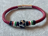 Pulsera mundial de piel and stainless steel color Navy Blue(3), Red (9) Dark Brown/Black (20) Orange (1)