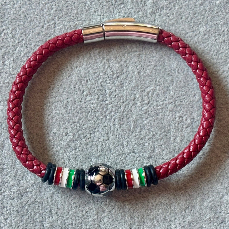 Pulsera mundial de piel and stainless steel color Navy Blue(3), Red (9) Dark Brown/Black (20) Orange (1)