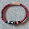 Pulsera mundial de piel and stainless steel color Navy Blue(3), Red (9) Dark Brown/Black (20) Orange (1)