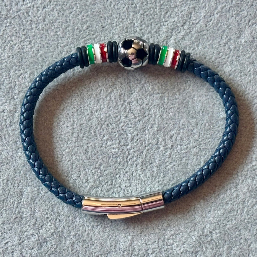 Pulsera mundial de piel and stainless steel color Navy Blue(3), Red (9) Dark Brown/Black (20) Orange (1)