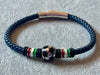Pulsera mundial de piel and stainless steel color Navy Blue(3), Red (9) Dark Brown/Black (20) Orange (1)