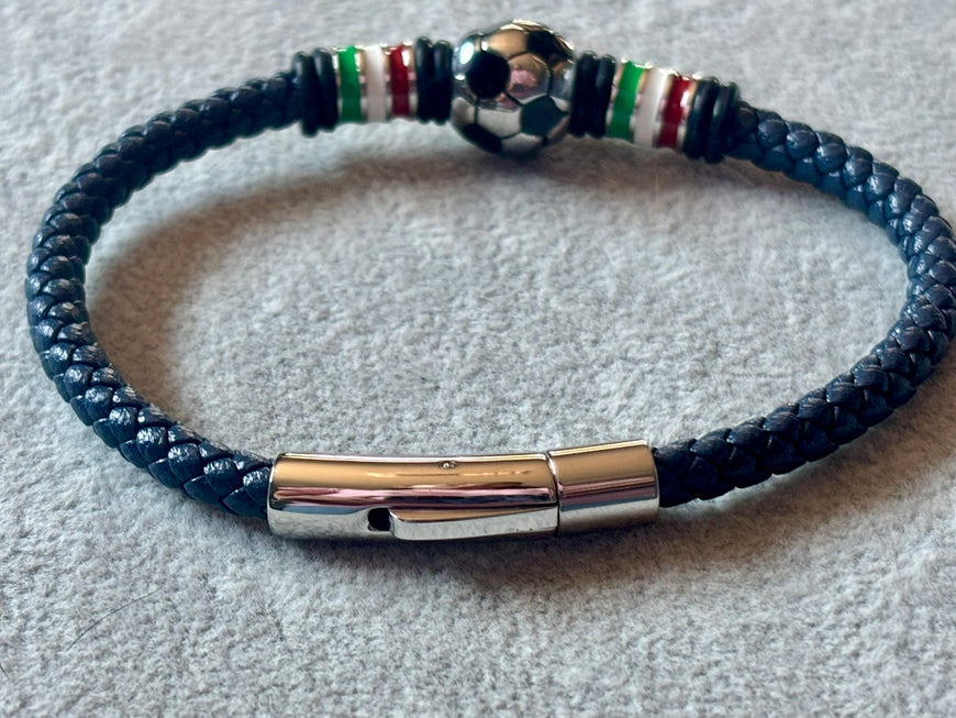 Pulsera mundial de piel and stainless steel color Navy Blue(3), Red (9) Dark Brown/Black (20) Orange (1)