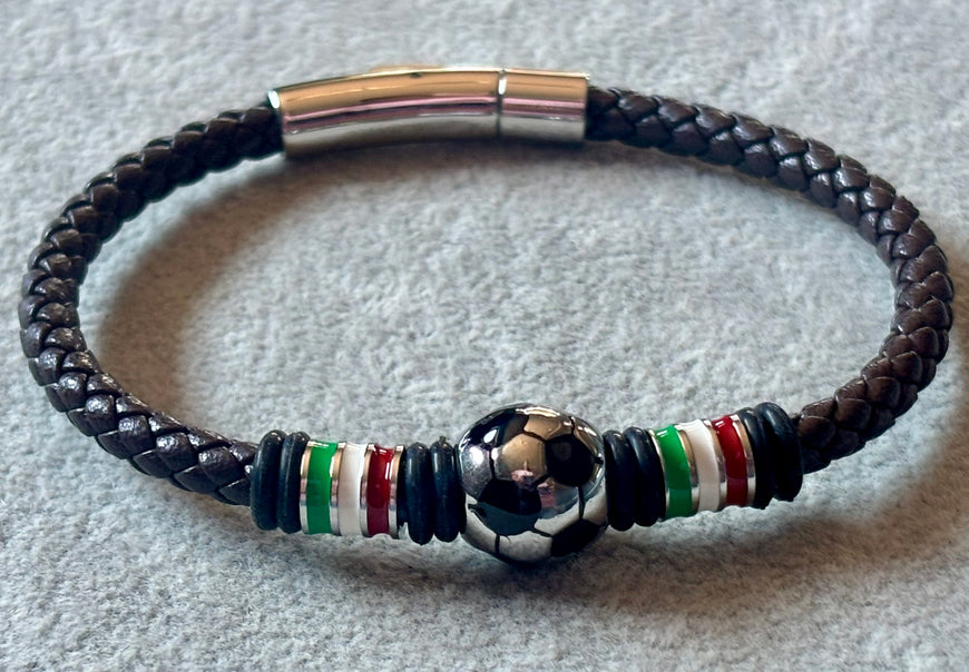 Pulsera mundial de piel and stainless steel color Navy Blue(3), Red (9) Dark Brown/Black (20) Orange (1)