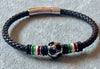 Pulsera mundial de piel and stainless steel color Navy Blue(3), Red (9) Dark Brown/Black (20) Orange (1)