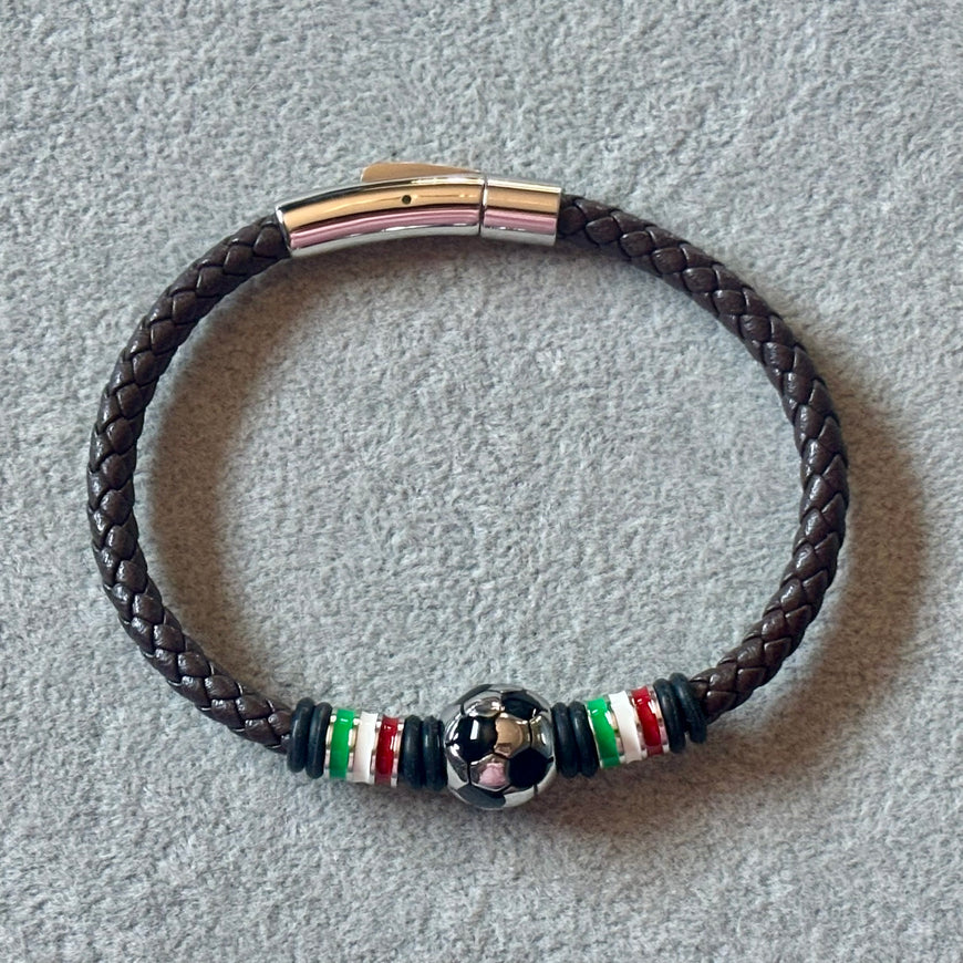 Pulsera mundial de piel and stainless steel color Navy Blue(3), Red (9) Dark Brown/Black (20) Orange (1)