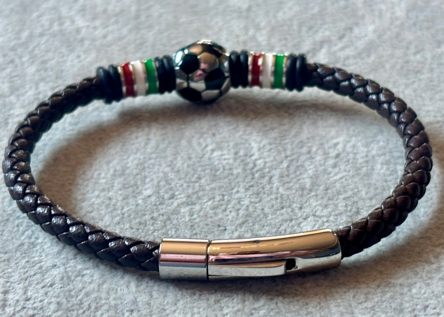 Pulsera mundial de piel and stainless steel color Navy Blue(3), Red (9) Dark Brown/Black (20) Orange (1)