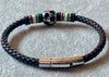 Pulsera mundial de piel and stainless steel color Navy Blue(3), Red (9) Dark Brown/Black (20) Orange (1)