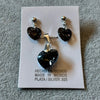 Set Dije y Aretes Plata y cristal negro o blanco