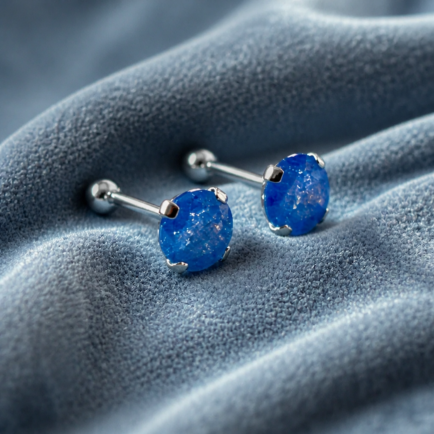 ARRETES DE BROQUEL CIRCONIA ICE (AZUL, ROSITA, MORRADO, AZUL OSCURO, FUCSIA) , PLATA .925