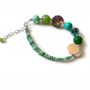 Pulsera con piedras naturales color negro, roja, verde, naranja, amtista, multicolor. Plata .925