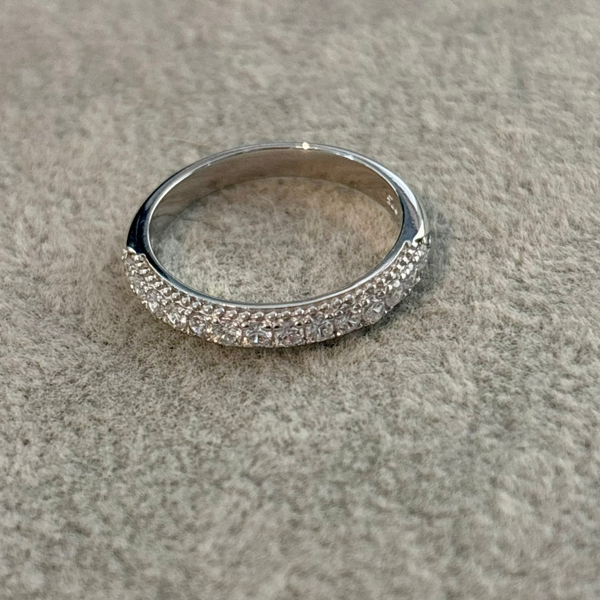 Anillo media churubela, talla 6,7,8,9 bano de rodia, plata .925