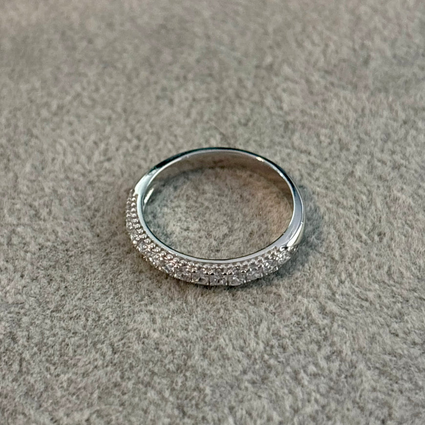 Anillo media churubela, talla 6,7,8,9 bano de rodia, plata .925