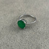 ANILLO CON PIEDRA PARAIBA REDONDA CON CIRCONIAS, TALLA 7 CON BANO DE RODIO