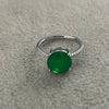 ANILLO CON PIEDRA PARAIBA REDONDA CON CIRCONIAS, TALLA 7 CON BANO DE RODIO