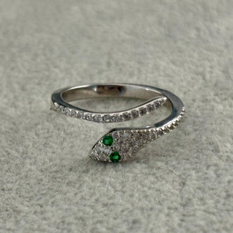 ANILLO SERPIENTE VERDE PLATA .925