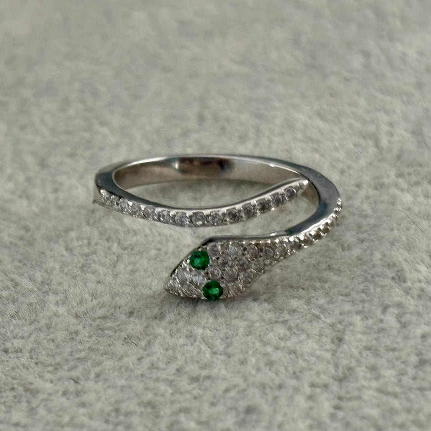 ANILLO SERPIENTE VERDE PLATA .925