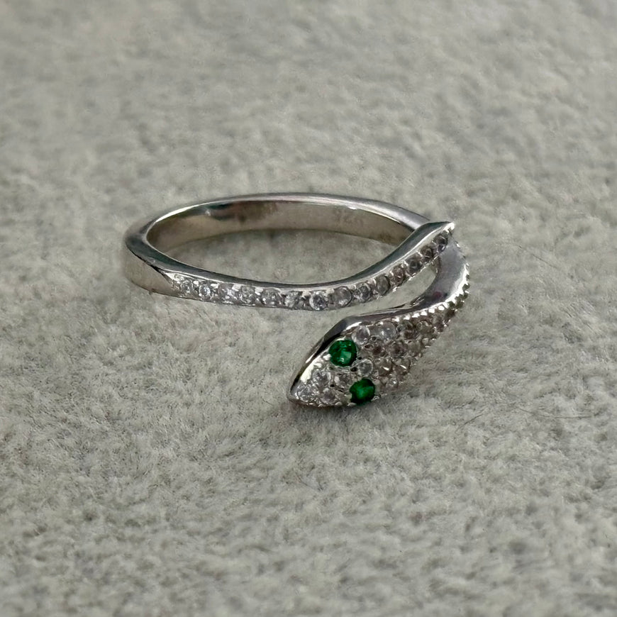 ANILLO SERPIENTE VERDE PLATA .925