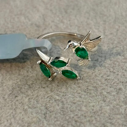 ANILLO COLIBRI ZIRCONIA VERDE TALLA 6