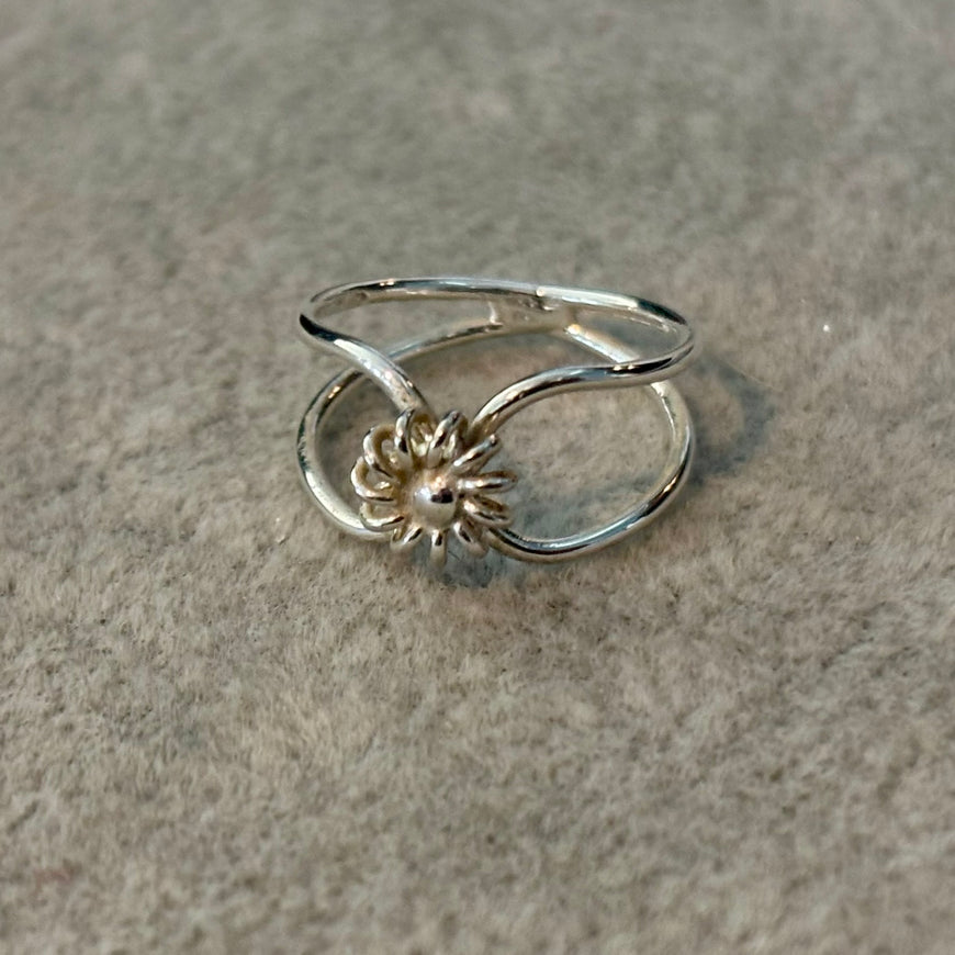 Anillo para el pie con diseno de flor Plata .925 Talla 3