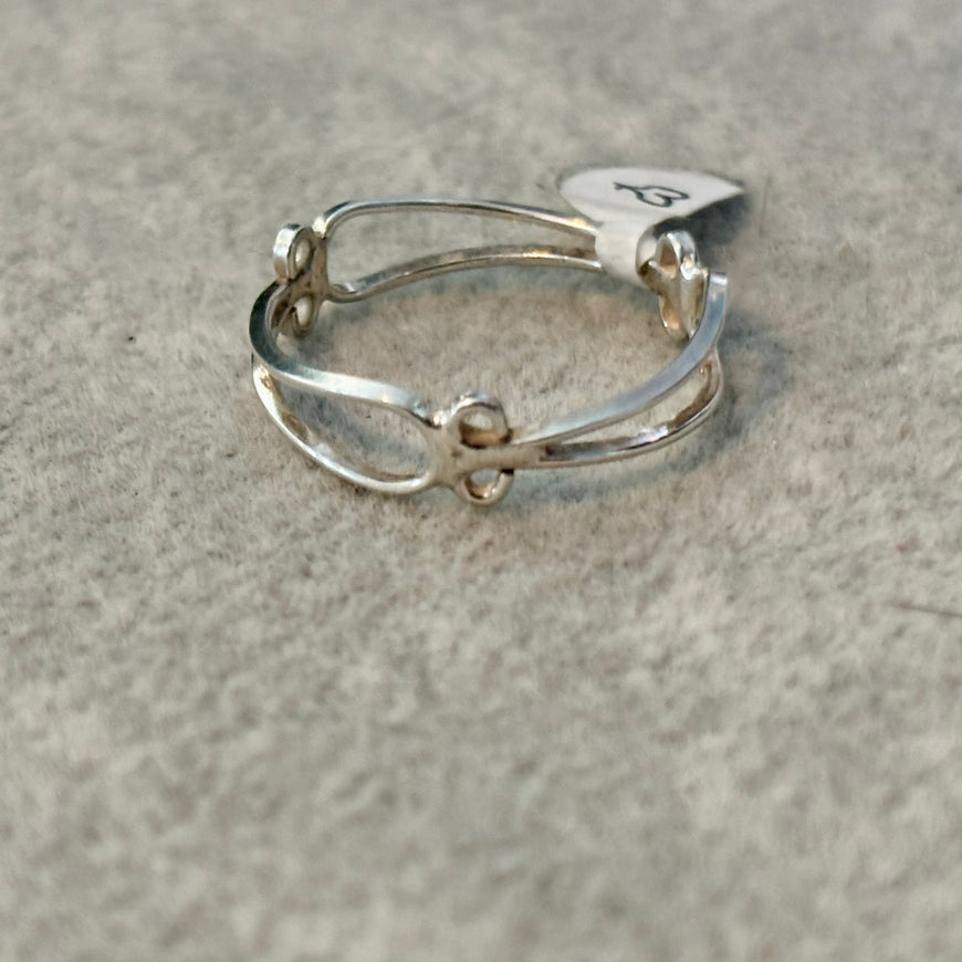 Anillo para el pie en plata .925 con piedra rosa Talla 6.5