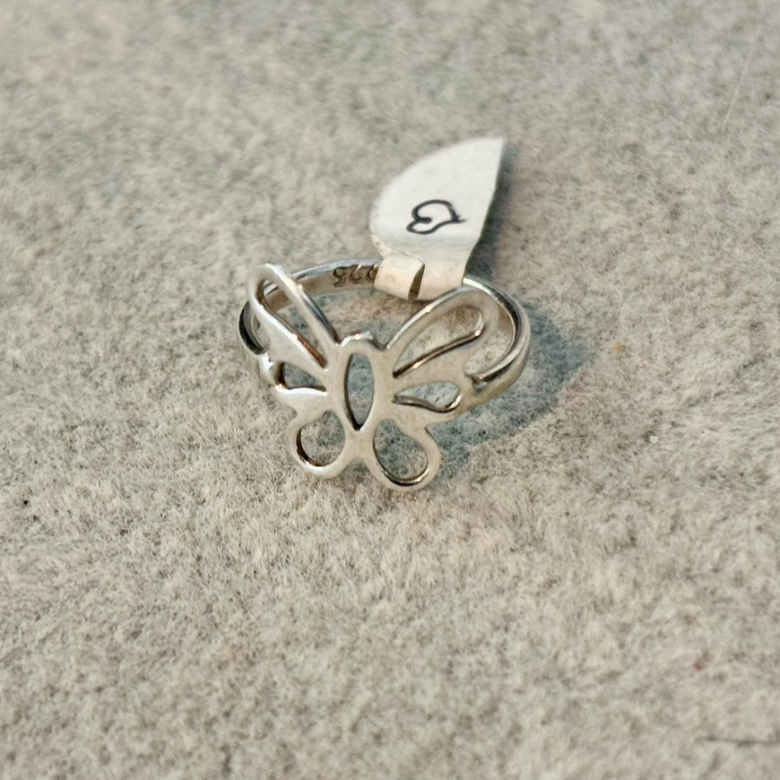 Anillo para el pie en plata .925 diseno mariposa Talla 1