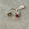 Anillo para el pie en plata .925 con piedra naranja y flor Talla 4