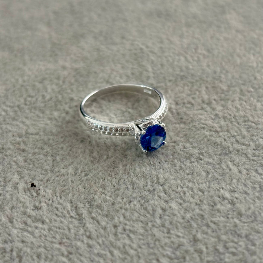 ANILLO CON CIRCONIA AZUL TALLA 5,7,9