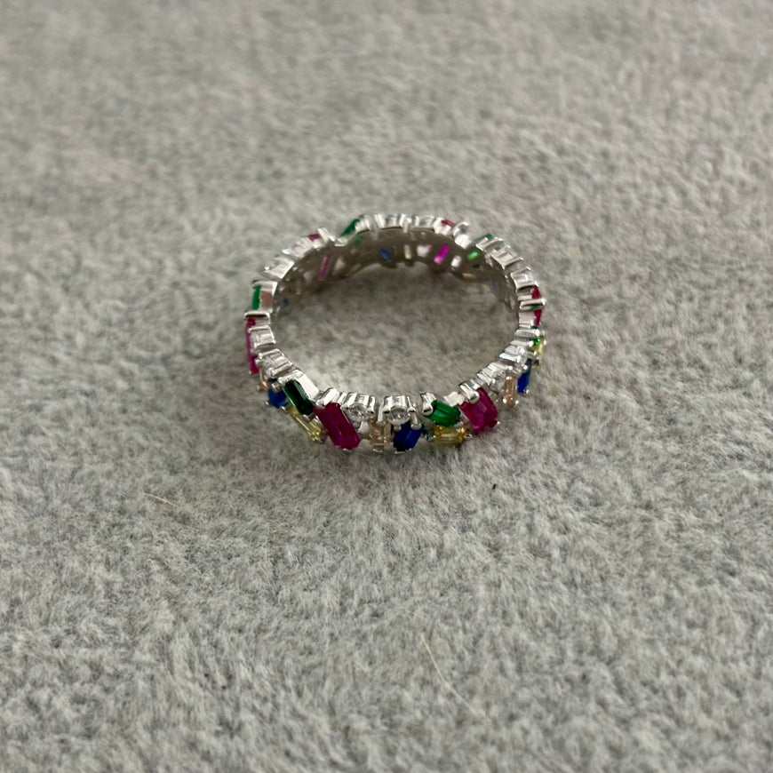 ANILLO CHURUMBELA CON CIRCONIA CORTE BAGGUET MULTI-COLOR 7,8,9