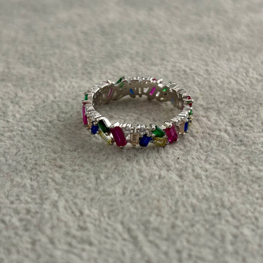 ANILLO CHURUMBELA CON CIRCONIA CORTE BAGGUET MULTI-COLOR 7,8,9