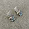 ARETE DOBLE CUADRO LISO Y CIRCONIA, COLOR PLATA O DORADO, PLATA .925