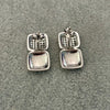 ARETE DOBLE CUADRO LISO Y CIRCONIA, COLOR PLATA O DORADO, PLATA .925