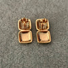 ARETE DOBLE CUADRO LISO Y CIRCONIA, COLOR PLATA O DORADO, PLATA .925
