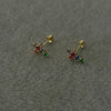 BROQUEL DE CRUZ CON CIRCONIA MULTICOLOR, ORO 10K