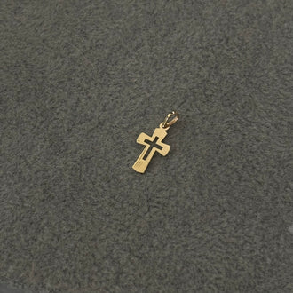 DIJE DE SILUETA DE CRUZ, ORO 14K