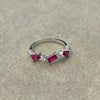 Anillo con 3 Zirconia Rosa, Plata .925, Talla 8