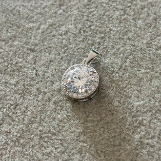 Round Sterling Silver Moissanite pendant