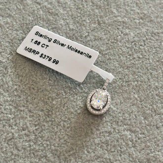 Sterling Silver round cut Moissanite pendant 1.68CT