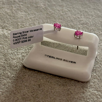 Sterling silver pink moissanite stud earrings 0.8CT, certificate available
