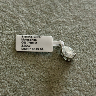 Sterling silver moissanite pendant 2.0CT, certificate available